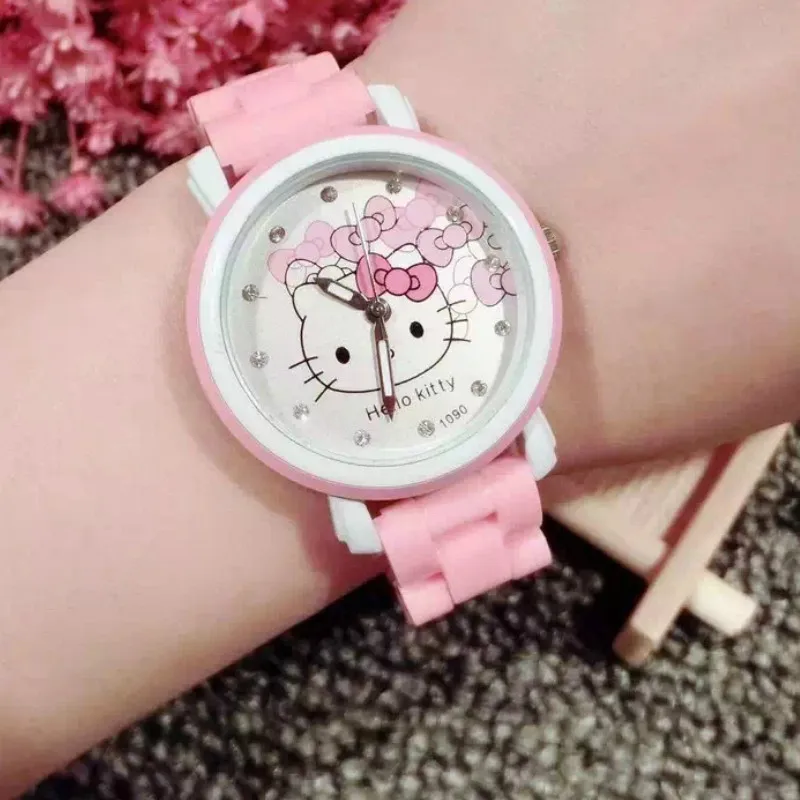 Hello kitty Kt Cat Детские часы для девочек студентов имитация керамического ремня имитация воды Мультяшные детские часы