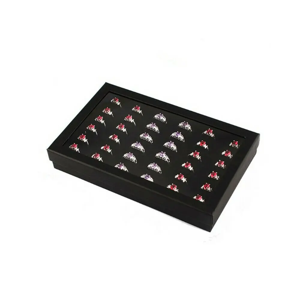 Velvet Jewelry Ring Display Organizer Case Tray Holder Earring Storage Box