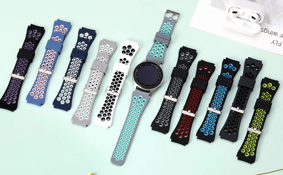 Silicone band for samsung galaxy watch active 2 46/42mm Gear S3 Breathable sport bracelet 20/22mm huawei watch gt 2e/pro strap