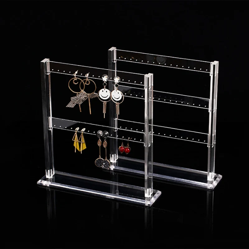 

Clear Acrylic 2-layer and 3-layer Displays Earring Necklaces Display Stand Shelf Earring Holder Jewelry Showing Stand Showcase