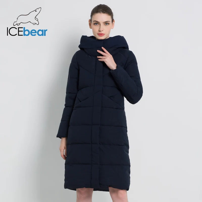 ICEbear Новая женская модная брендовая парка зимняя куртка простой дизайн с манжетами ветронепроницаемые теплые женские пальто высокого качества GWD18150