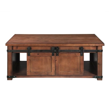 

Coffee table With Storage Shelf and Cabinets, Sliding Doors