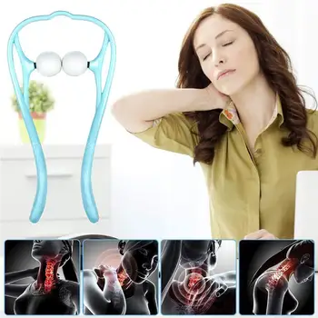 

Neck Massager Therapy Neck and Shoulder Dual Trigger Relieve Massage Tool Point Press Hand Self-Massage Tool Self-Massage R E7A8