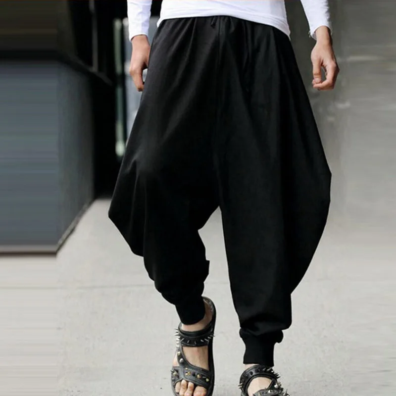 Men Loose Wide Leg Harem Pants Cotton Linen Cross-pants Men's Joggers Dance Trousers Hip Hop Casual Vintage Long Pants Plus Size Men Loose Wide Leg Harem Pants Cotton Linen Cross-pants Men's Joggers Dance Trousers Hip Hop Casual Vintage Long Pants Plus Size
