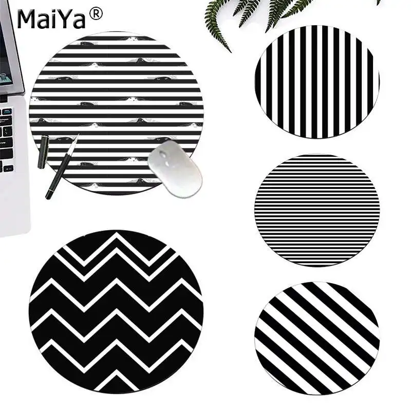 

MaiYa Your Own Mats Black and White Striped Tile round Mouse pad PC Computer mat gaming Mousepad Rug For PC Laptop Notebook