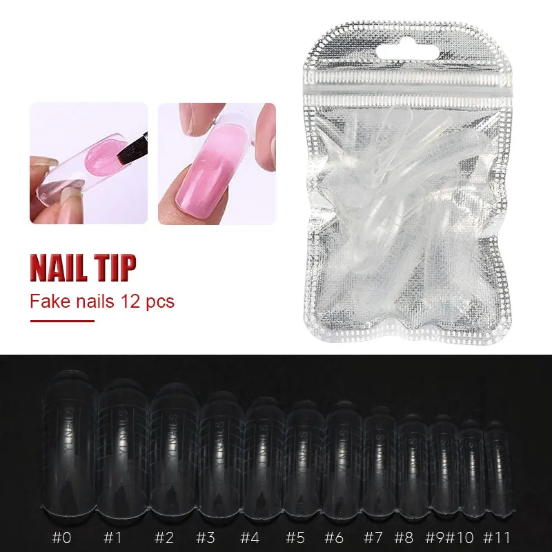 12pcs Fake nails SAVILAND жидкое противоскользящее решение безболезненное для полигеля, для наращивания ногтей, акриловая кисть для ногтей, 12 шт., поддельные ногти, инструменты для маникюра - Цвет: 12pcs Fake nails