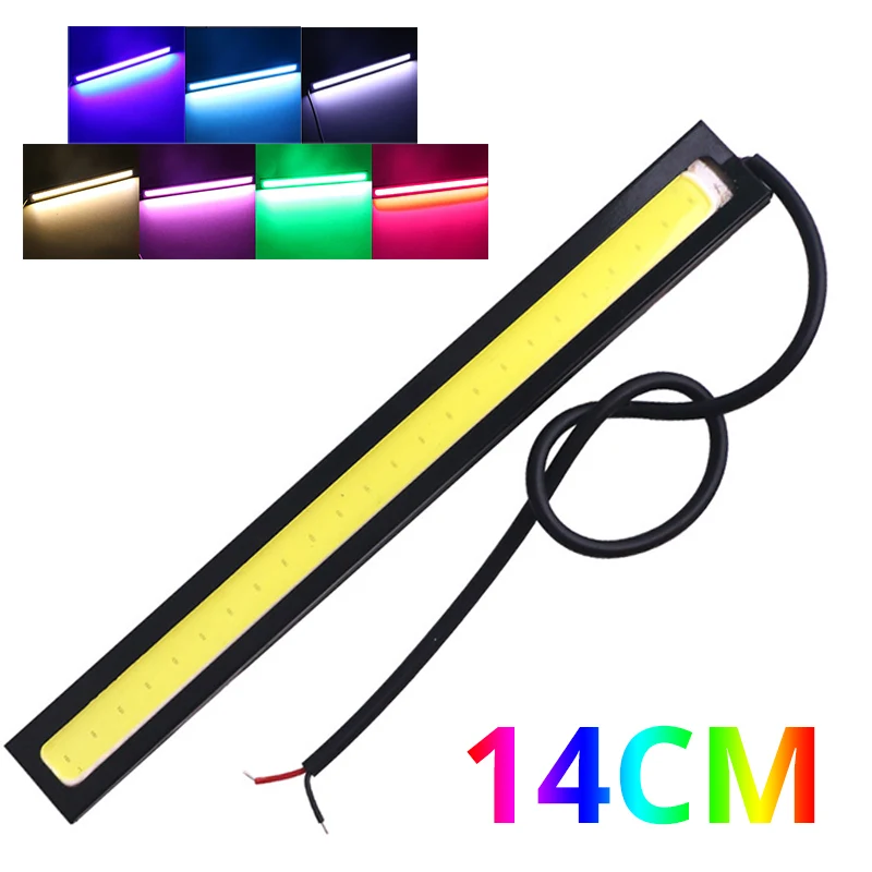 14CM Car COB DRL Daytime Running Strip Light Bulb Motorcycle Styling Ultra Bright Driving Fog Lamp Red Blue Yellow | Автомобили и
