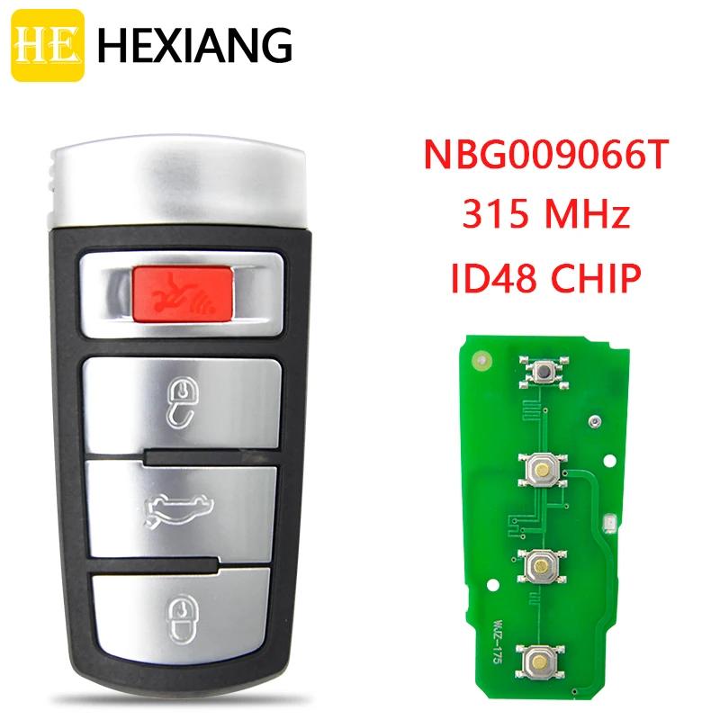 HE Xiang Car Remote Key For VW Volkswagen PASSAT 2006-2013 VW CC 2009-2015 NBG009066T ID48 Chip 315MHz Replace Smart Card