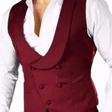 Новейший дизайн на заказ бордовый двубортный мужской жилет британский стиль Terno Masculino жилет Высокое качество Тонкий жилет только