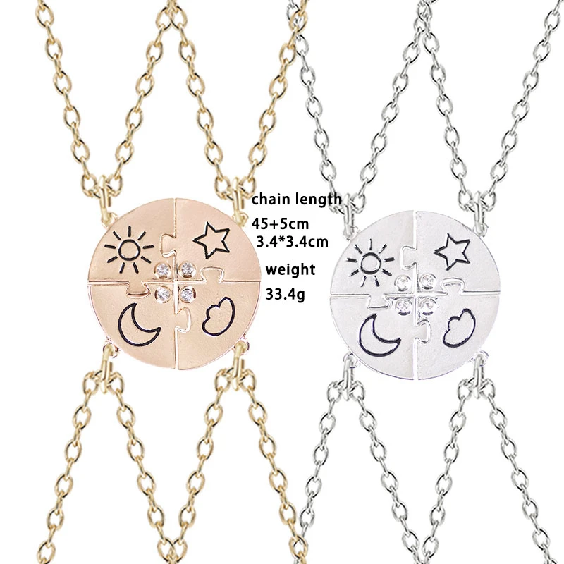 Ensemble De 4 Pieces De Pendentifs En Strass Incrustes Collier Meilleur Ami Bijoux D Amitie Cadeau Soleil Lune Nuage Et Etoile Aliexpress