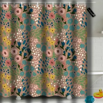 

Shower Curtain Bright and Happy Floral Style Waterproof Polyester Fabric with 12 Hooks 72"x72"inches