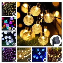 Guirlande solaire étanche à 100led, 12M, éclairage d'extérieur, féerique, vacances, noël, fête, jardin