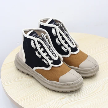 

fashion patchwork martin boots brand design Thick soled women shoes casual zip Ankle female boots Canvas Shoes High Top sneakers