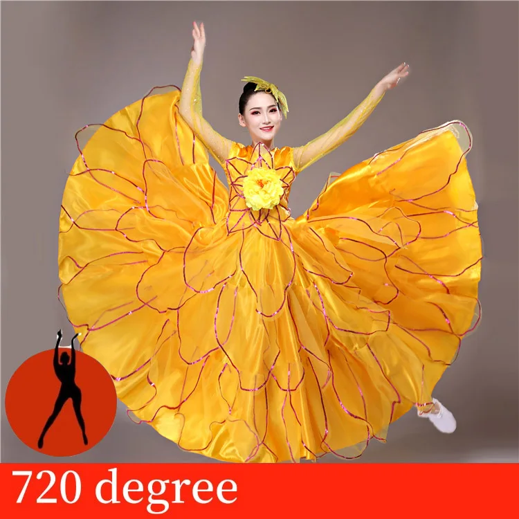 yellow 720 Flamengo Испания; юбки для танцев; костюмы для танца живота фламенко платье Испании коррида бальная одежда для танцевальных выступлений SL1459 - Цвет: yellow 720