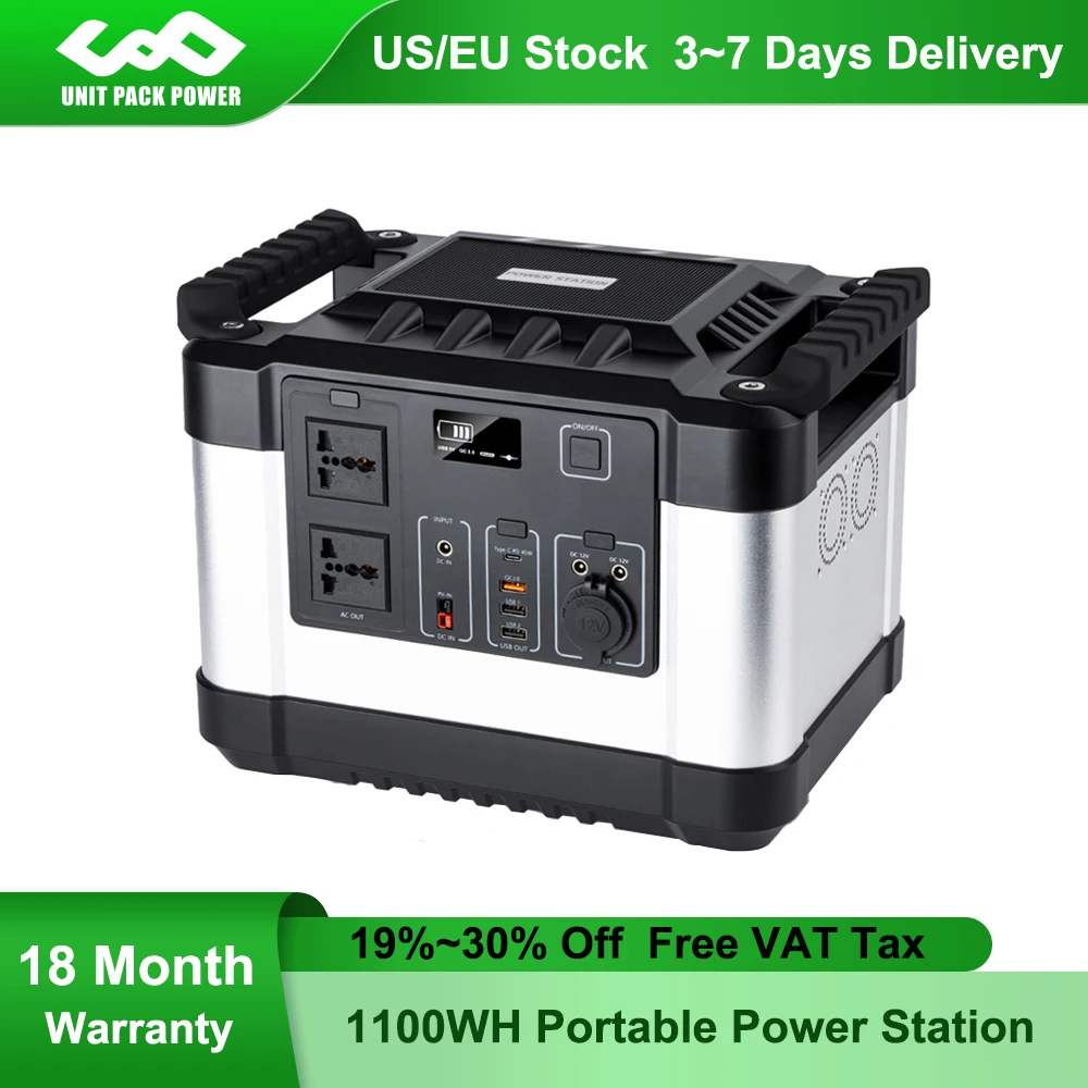 UPP 1000W 300Ah Portable Power Station 1100Wh Lithium Emergency Battery Backup Supply AC/DC/USB/Type-C Multiple Output | Спорт и
