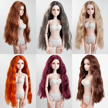 

1/4 Bjd doll Wig for 18cm Head Brown Coffee Milk Tea Curly Hair Wigs F1950