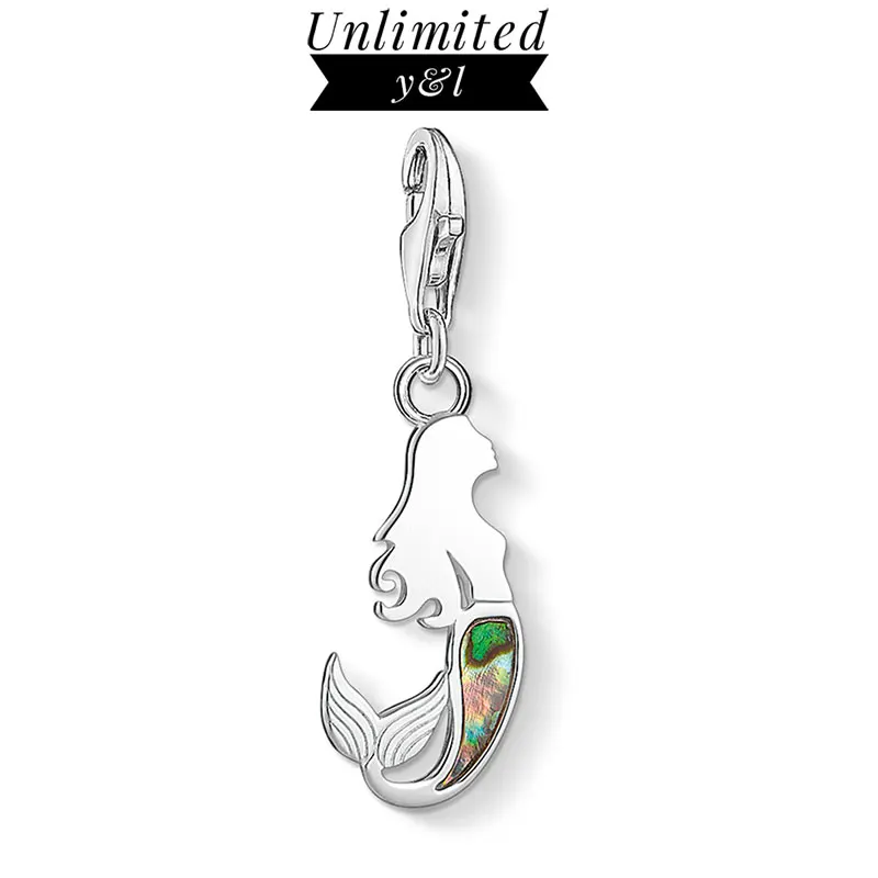 

Mermaid Charms Colorful Shell 925 Sterling Silver Fashion Good Jewelry Making Accessories Bracelet Necklace Gift Women Men