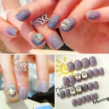 Поддельные кристаллы для ногтей поддельные ногти полное покрытие клей стиль накладные ногти 24 шт. съемные кончики для наращивания ногтей маникюр арт пресс