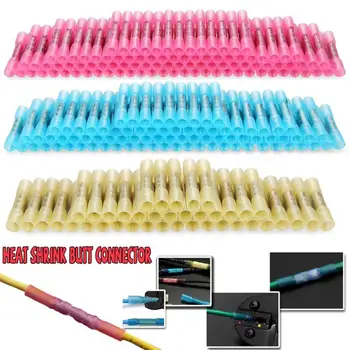 

200PCS Heat Shrink Crimp Terminals Waterproof Fully Insulated Seal Butt Electrical Wire Connectors Yellow Blue Red