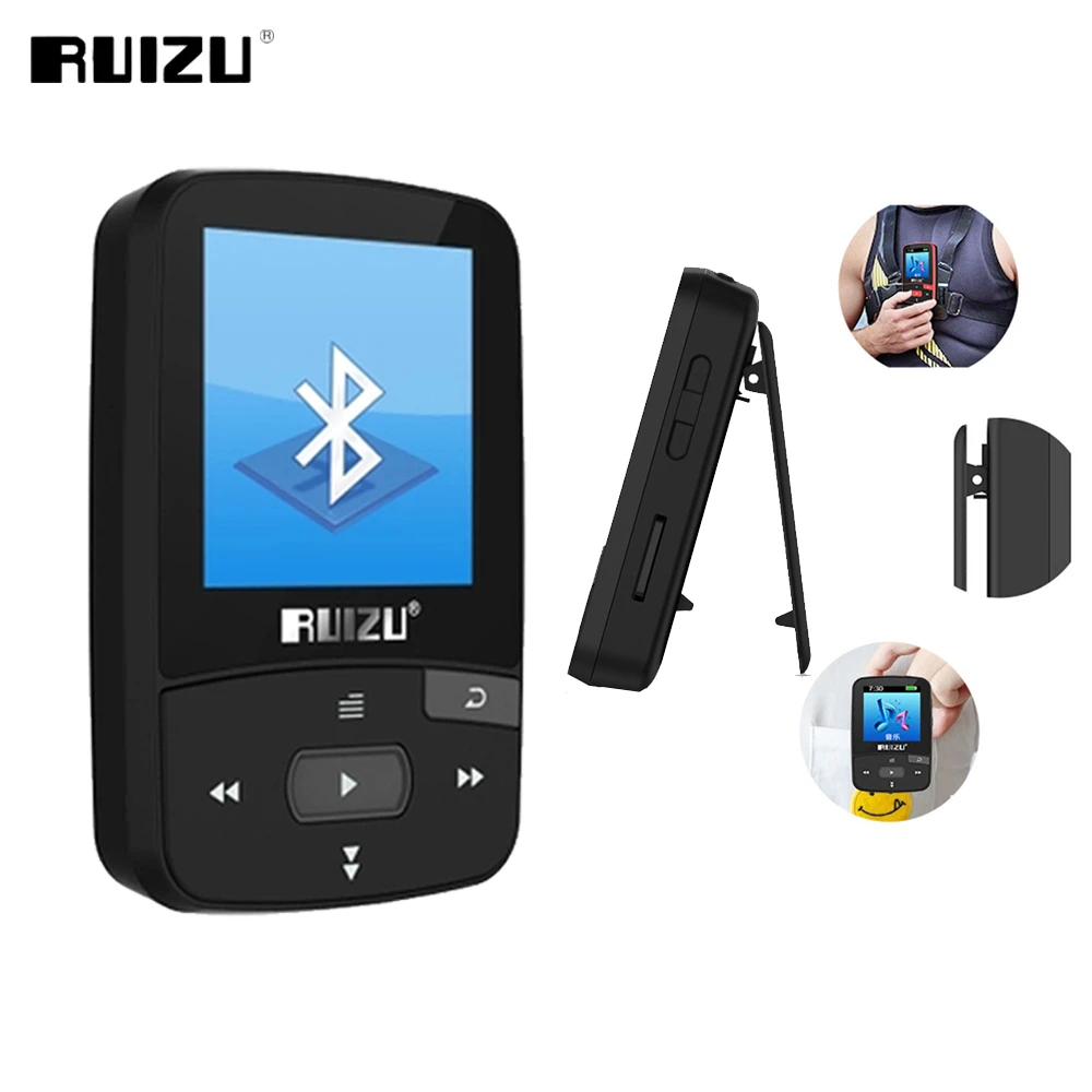 Ruizu X50 Sport Mp3 Player With Bluetooth 8gb Mini Clip Music Audio