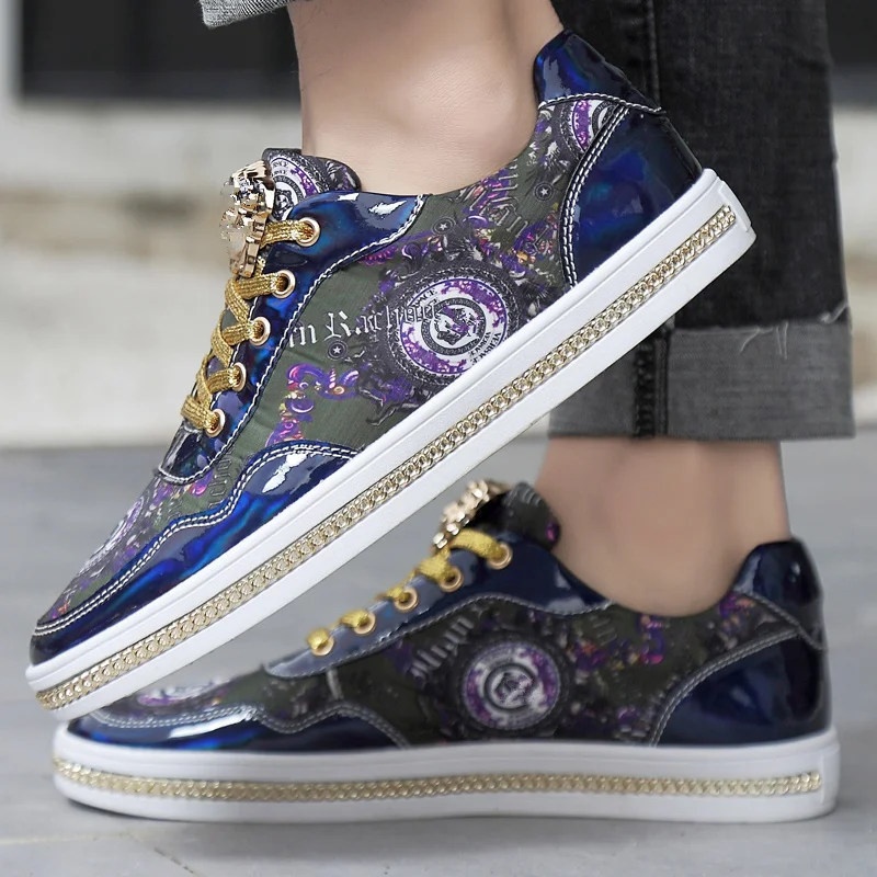 Mode miroirs hommes baskets chaussures de luxe impression décontracté plat baskets formateurs chaussures Hip Hop haute qualité zapatillas hombre | AliExpress