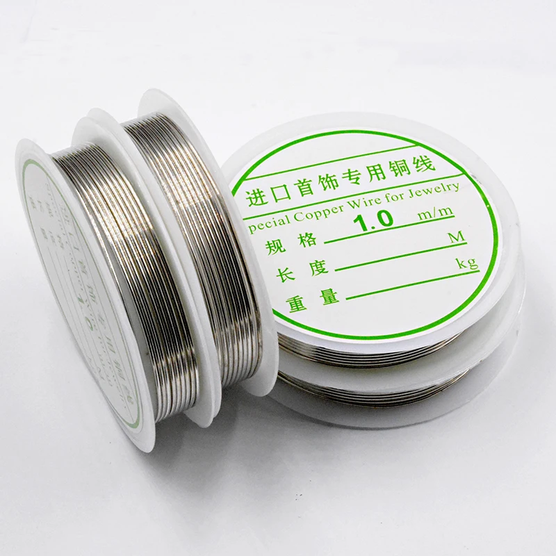 silver-1.0mm-1.5M 0,25/0,3/0,4/0,5/0,6/0,7/0,8/1 мм 1 рулон сплав шнур Серебряный ремесло бусины Веревка медные провода Бисероплетение проволока - Цвет: silver-1.0mm-1.5M