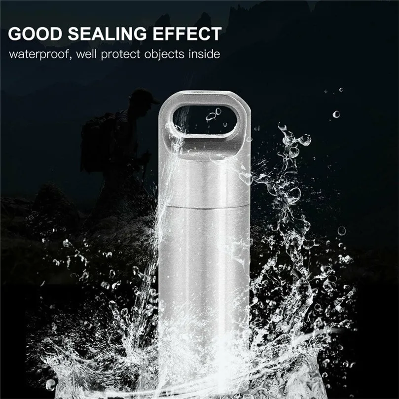 

Water Bottle New Waterproof Aluminum Pill Box Case Bottle Holder Outdoor Container Keyring Waterproof Bottle 30SE18