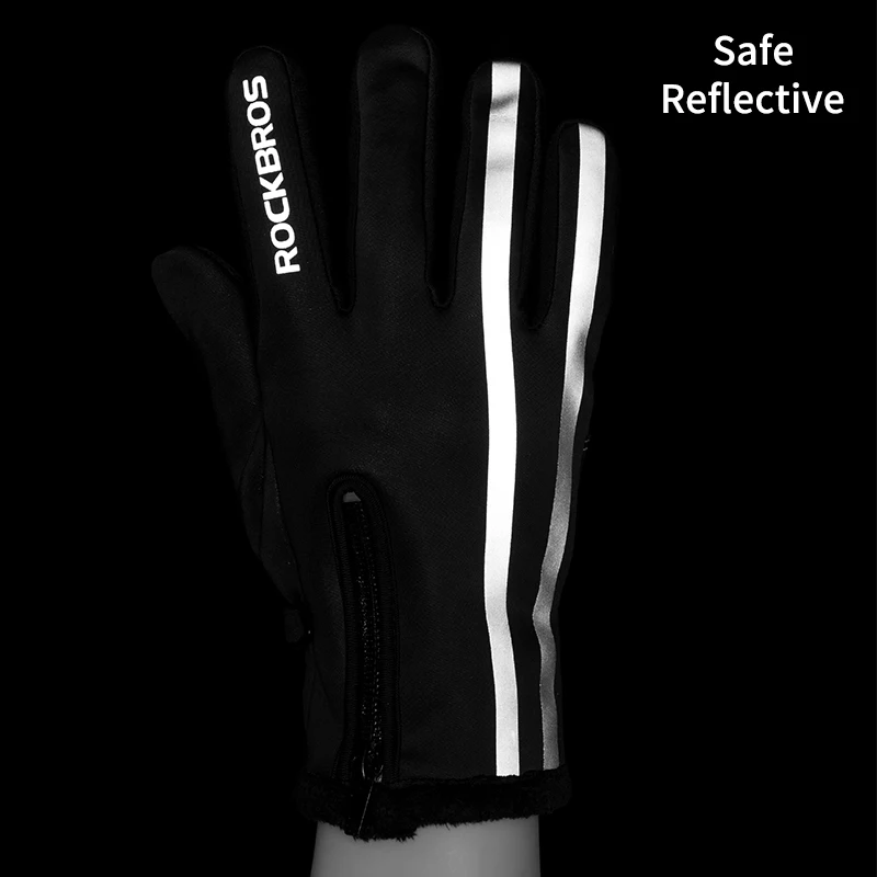 ROCKBROS Touch Screen Bike Gloves Winter Thermal Windproof Warm Full Finger Cycling Glove Anti-slip Bicycle Gloves For Men Women 4