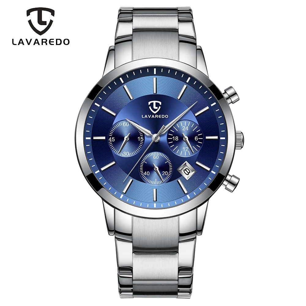 LAVAREDO мужские часы Топ люксовый бренд креативные бизнес Кварцевые часы из нержавеющей стали полностью стальные бизнес водонепроницаемые часы A5 - Цвет: SilverBlue