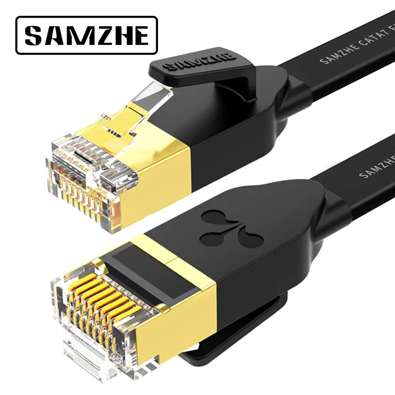 

SAMZHE Cat7 SSTP Flat Cable Ethernet Patch Cable for RJ45 Computer Networking Cable Connection 1/1.5/2/3/5/8/10/15/20/25/30m