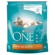 Корм для взрослых кошек Purina ONE с курицей и цельными злаками, 750 г