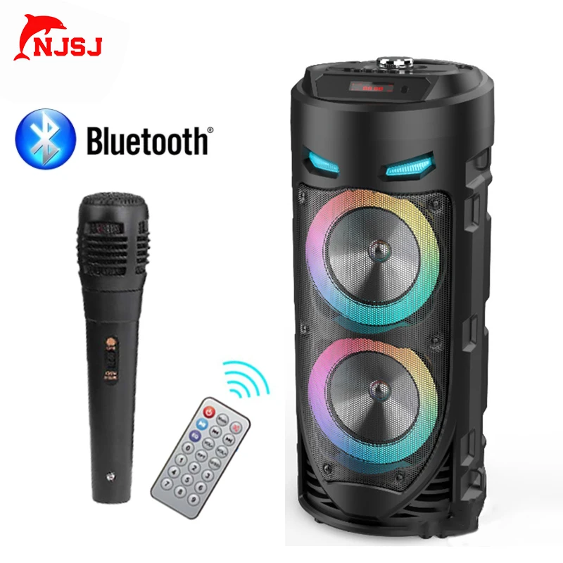 NJSJ Speakers Bluetooth Party 30W Portable Big Power Stereo Subwoofer Outdoor with Microphone and Remote Control | Электроника