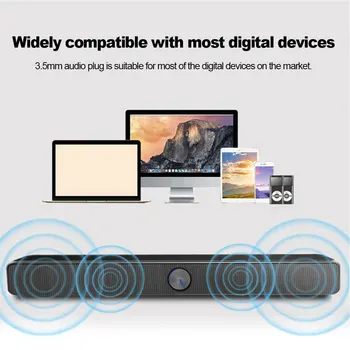 

USB Wired Speaker Plastic Portable Lightweight Desktop Stereo Sound Bar TV HIFI Mini Lossless Theater Home