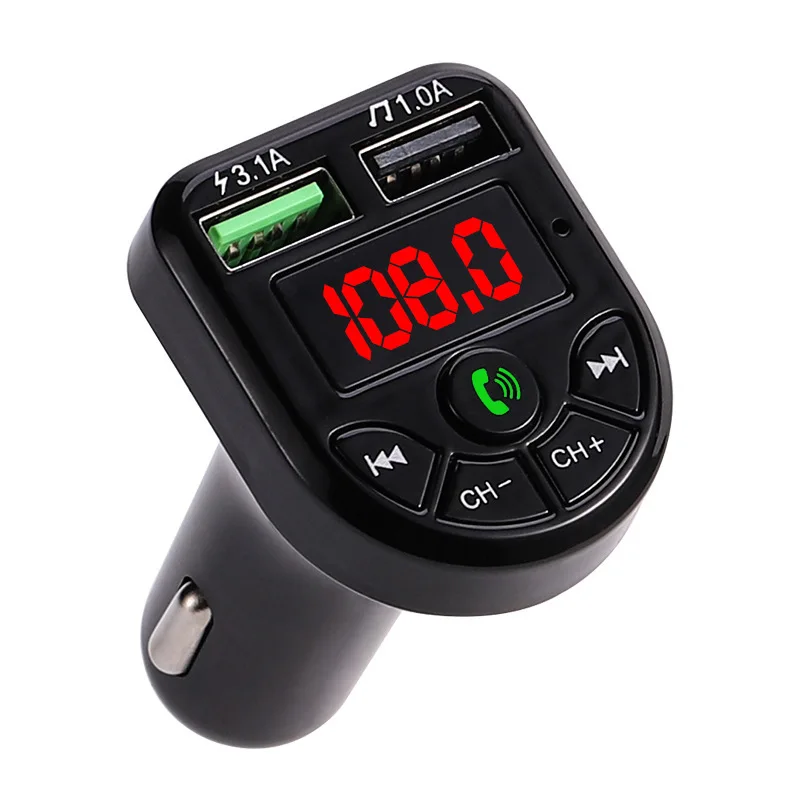 5.0 LED FM Car Charger MP3 Bluetooth Modulator Player Wireless Handsfree Audio Receiver Dual USB Fast Charger