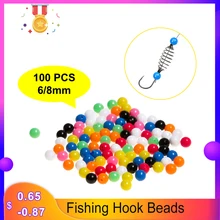 6/8 мм 100 шт. такелаж Пластик рыболовный крючок бусины круглая рыболовная бусинки несколько Цвета смешанные приманки блесны на карпа рыболовные Крючки рыболовные снасти Pesca
