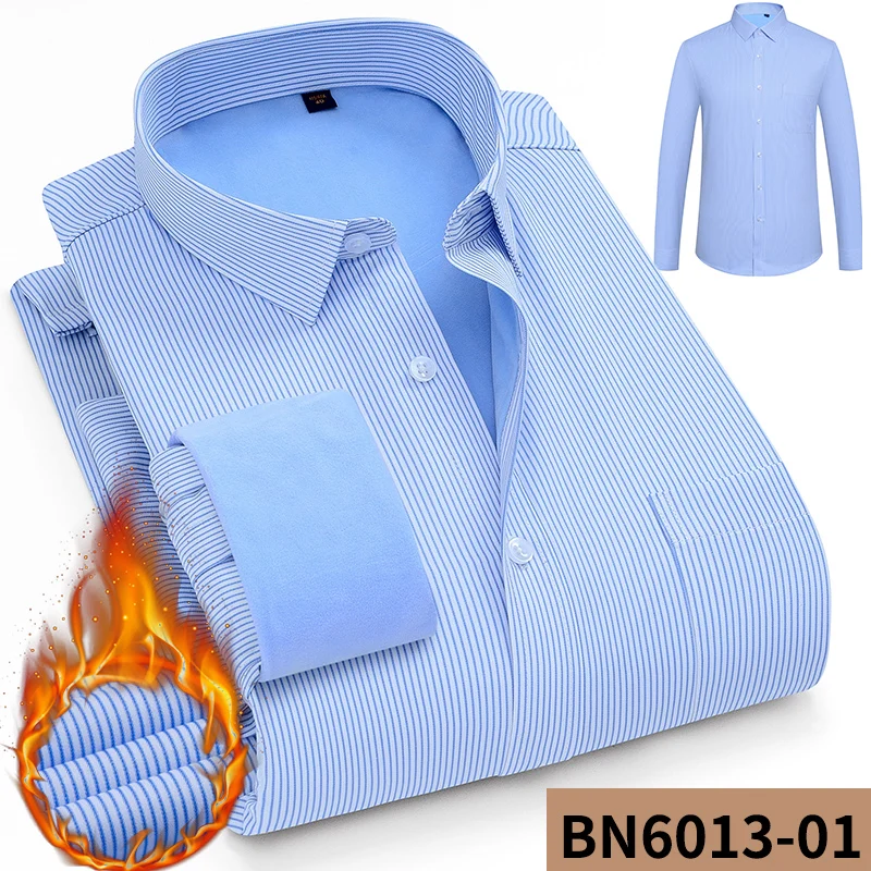 Модный бренд Camisa Masculina, рубашка с длинным рукавом, Зимняя Теплая мужская клетчатая приталенная дизайнерская официальная повседневная мужская рубашка, плюс размер - Color: BN6013-01
