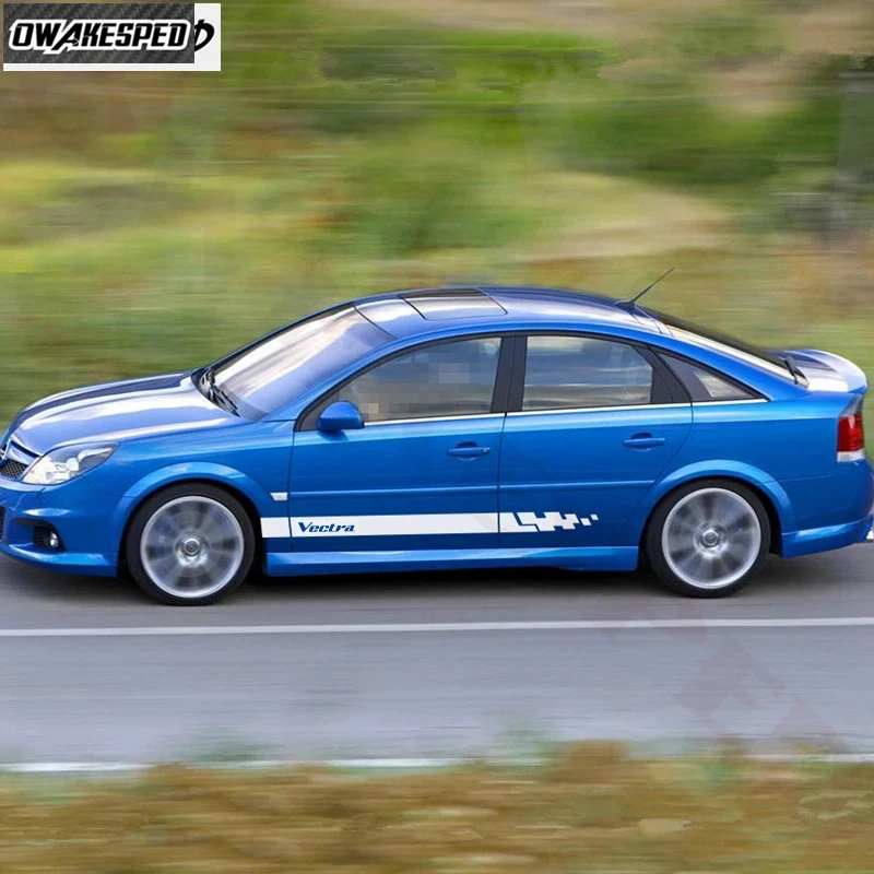 For-Opel Vectra Racing Sport Stripes Car Door Side Skirt Sticker Auto Body Decor Vinyl Decal Exterior Accessories (3)