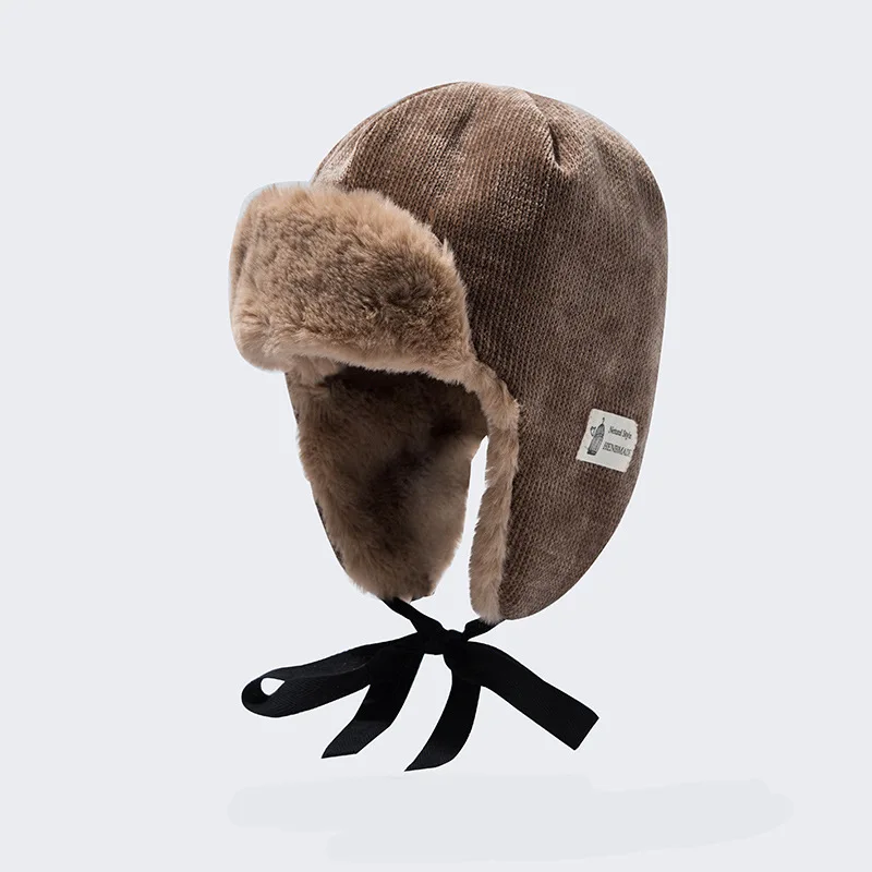 Khaki Новинка, зимняя Лыжная шапка, русская шапка для мужчин и женщин, теплые наушники, утолщенная шапка с ушками из искусственного меха, Вельветовая Кепка Lei Feng - Цвет: Khaki