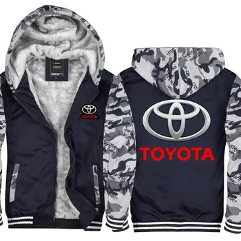 

Hoodies men Winter Warm Full Sleeve Hooded Thicken Toyota coat Plus Velvet men zipper Solid Style Sweatshirts