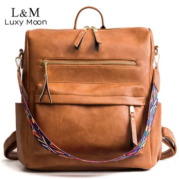 

Retro Large Backpack Women PU Leather Rucksack Women's Knapsack Travel Backpacks Shoulder School Bags Mochila Back Pack XA96H