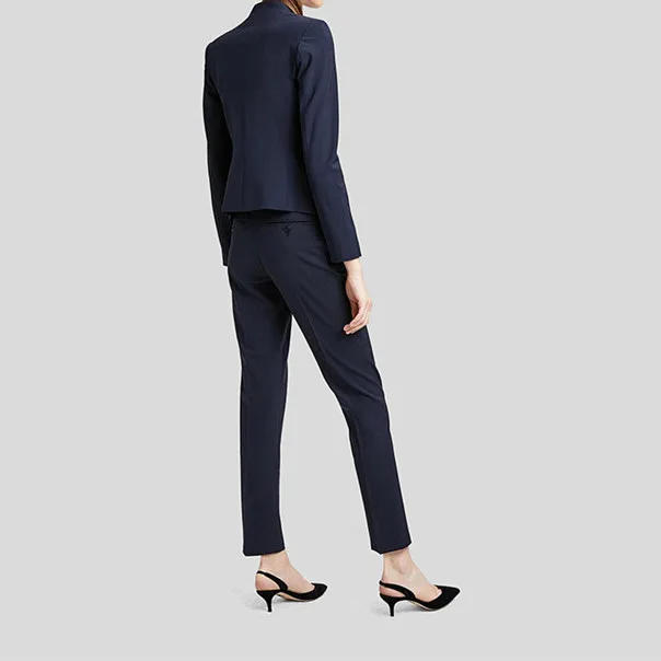 Top Quality Wool Grey/Blue/Black No Button Blazer Top+ Suit Pants- Ol Fall Blazer Pants Suit Set Women