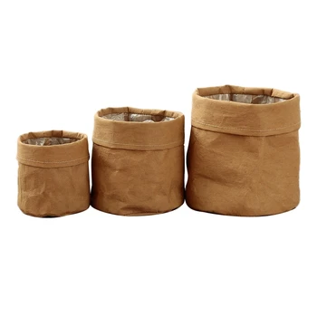 

Flower Pots Mini Succulents Planter Pot Washable Kraft Paper Flowerpot Creative Desktop Pots Reuseable Home Storage Bag