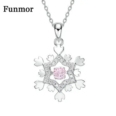 

Funmor Romantic Snow Necklace Sparking Crystal 925 Sterling Silver Jewelry Women Girls Routine Prom Accessories Collares Gifts