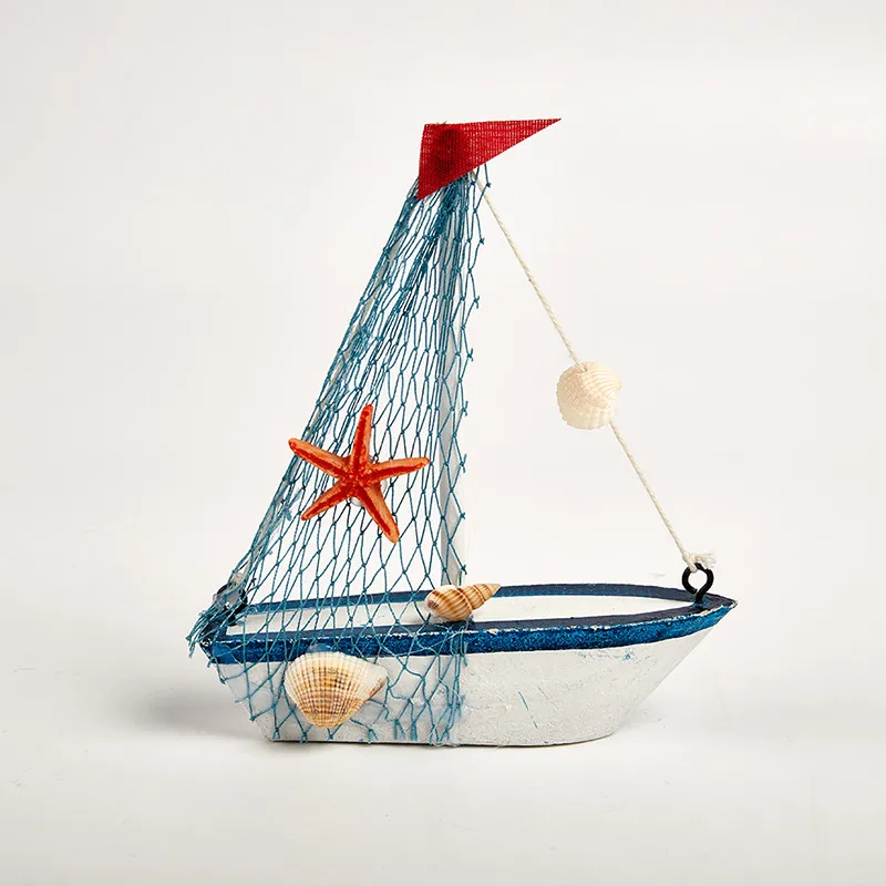 Marine Nautical Creative Sailboat Mode Room Decor Figurines Miniatures Mediterranean Style Ship Small boat ornaments 