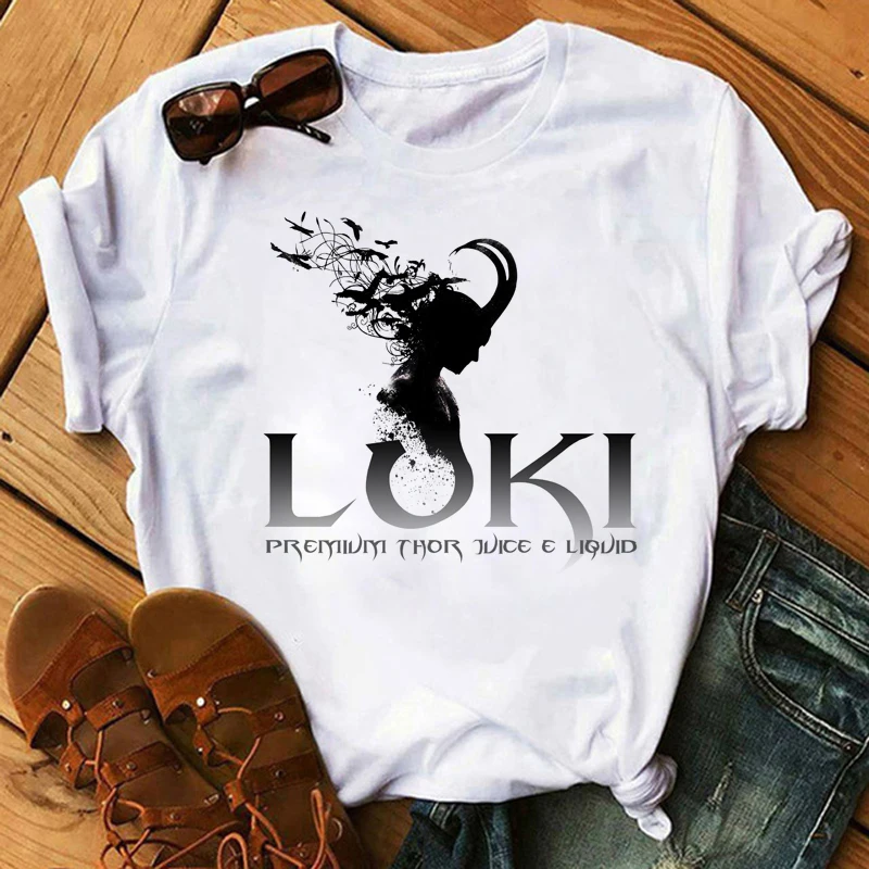 Super Hero Loki Letter Print T Shirt Women Funny God Of Mischief Loki Graphic Tees Shirt Summer Tops Cartoon T-Shirt Female graphic tees women Tees