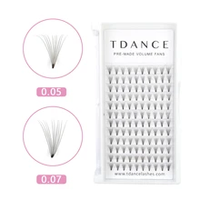 TDANCE 10 D Короткие Стволовые предварительно сделанные веера ресницы 0,05/0,07 русский объем для наращивания ресниц из искусственной норки макияж инструменты мягкие