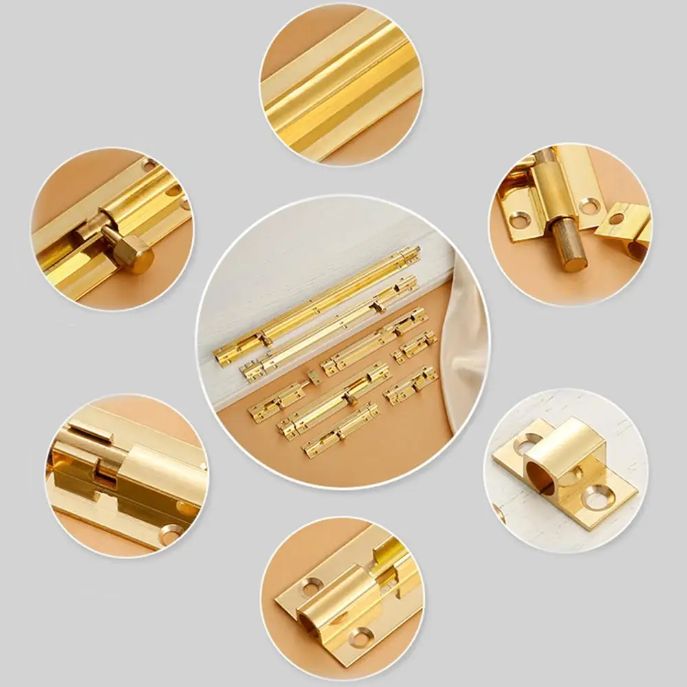 Door Barrel Bolt Lock Copper Slide Lock, 2 Pack Barrel Bolt Door Latch with Screws for Door, 2.5 Inch