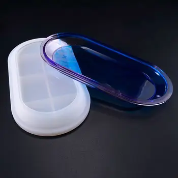 

Crystal Epoxy Mould DIY Handmade Elliptical Flat Bottom Plate Highlight Mirror Silicone Mold 50PE