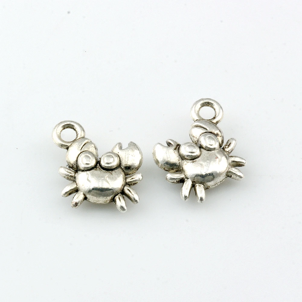100Pcs  Alloy Crab Charms Pendants DIY Necklaces Crafts Handmade Findings Tibetan Jewelry 12x10.5mm A-612