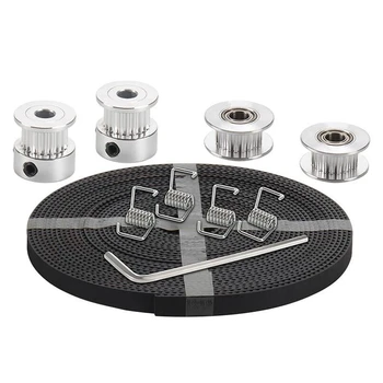 

3D Printer Parts GT2 Pulley 20 Teeth Bore 5mm GT2 6mm Timing Belt & 2X Idler 4X Tensioner for 3D Printer Kit